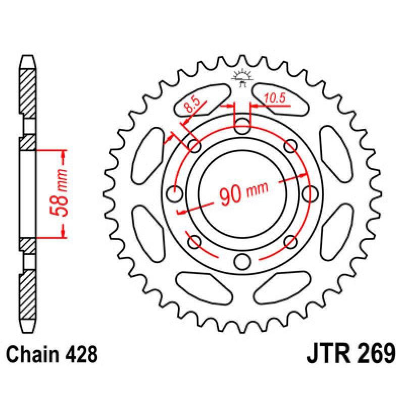 Купить Звездочка задняя JT Sprockets (шаг 428) JT JTR269